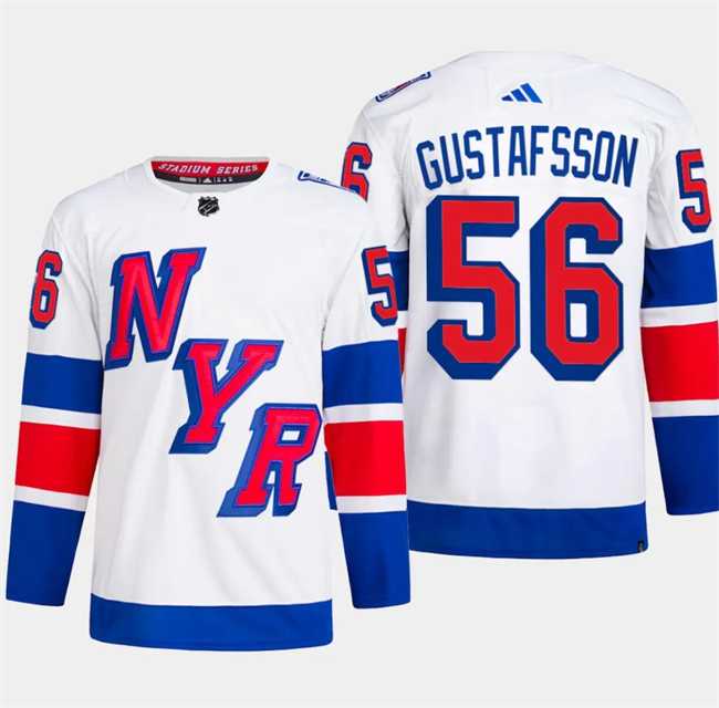 Mens New York Rangers #56 Erik Gustafsson White 2024 Stadium Series Stitched Jersey Dzhi->->NHL Jersey
